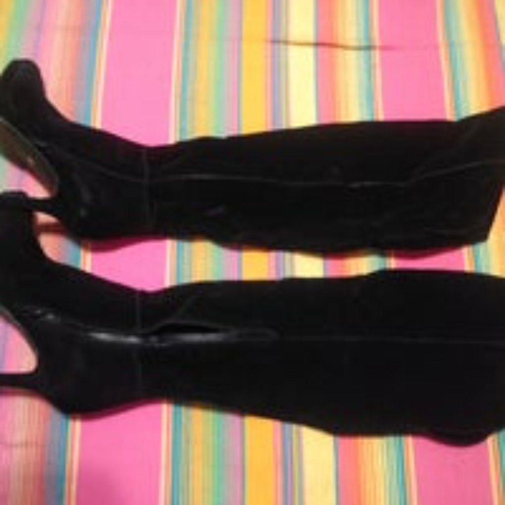 Size. 9 Black Suede Boots Over the Knee Boots - Picture 2 of 12